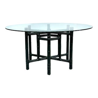 60" McGuire Style Round Dining Table For Sale