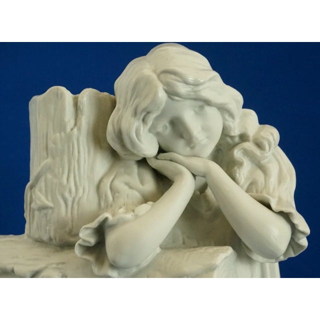 Large 20th Century Biscuit Porcelain Sculpture of a Little Girl Praying on a Cross from Betoule Et Cie, Limoges, France For Sale - Image 18 of 18