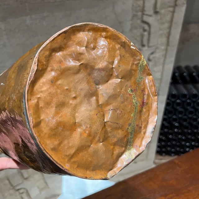 Metal Antique Patinated Copper Pot Distressed Bucket For Sale - Image 7 of 9