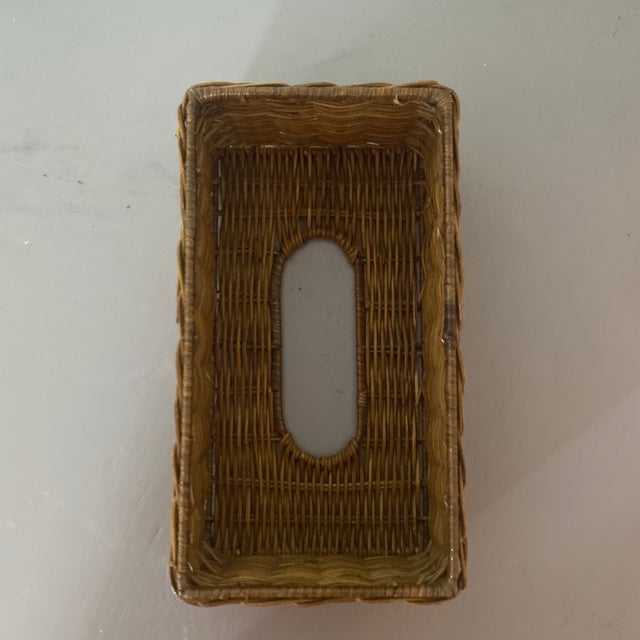 1970s Natural Wicker Tissue Box Cover | Chairish