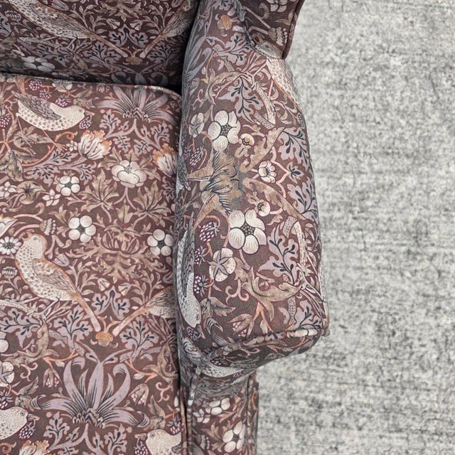 Vintage Hickory Chair Co Wingback William Morris Strawberry Thief Fabric For Sale - Image 16 of 18