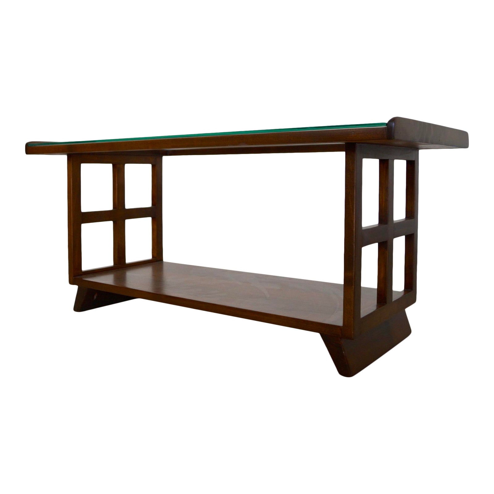 Mid Century Modern Coffee Table With Glass Top Refinished Chairish