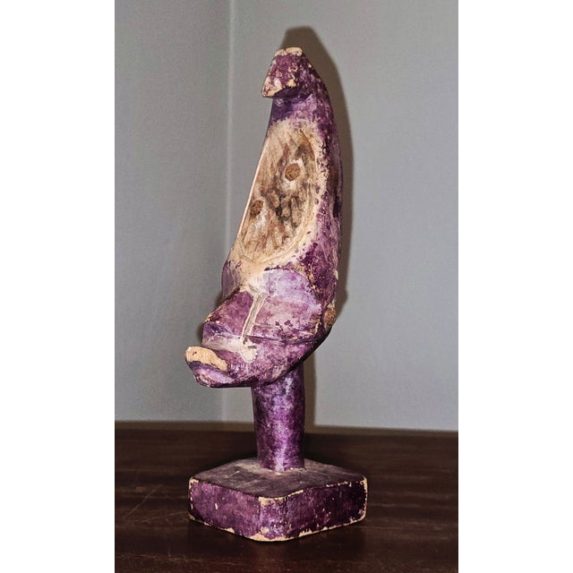 Mid 20th Century Papua New Guinea Yina Spirit Figure in Purple Pigment For Sale - Image 4 of 12