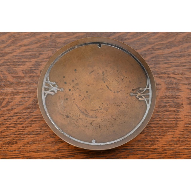 Heintz Art Metal Shop Heintz Arts & Crafts Sterling Silver on Bronze Dish or Catchall For Sale - Image 4 of 10