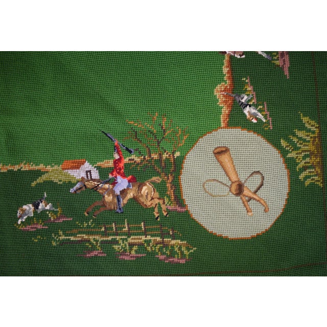 Hand Needlepoint Fox Hunt Bridge Table Cover (Nwt) For Sale In New York - Image 6 of 7
