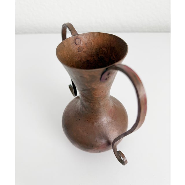 Metal Antique Arts & Crafts Copper Vase With Scrolled Handles For Sale - Image 7 of 8