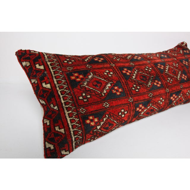 Early 20th Century Antique Handmade TurkomanRug Pillow Cover -16'' X 40'' For Sale - Image 5 of 11