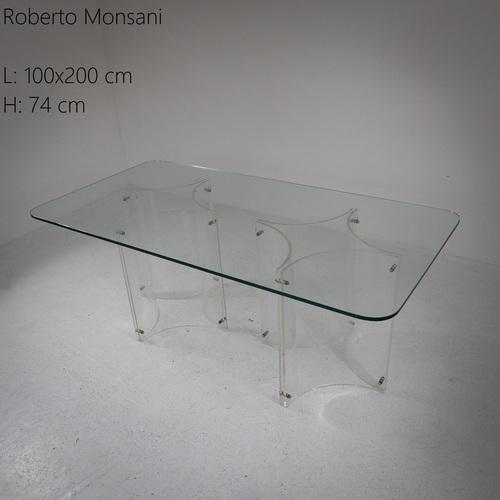 Glass and Acrylic Glass Dining Table by Roberto Monsani For Sale - Image 9 of 12