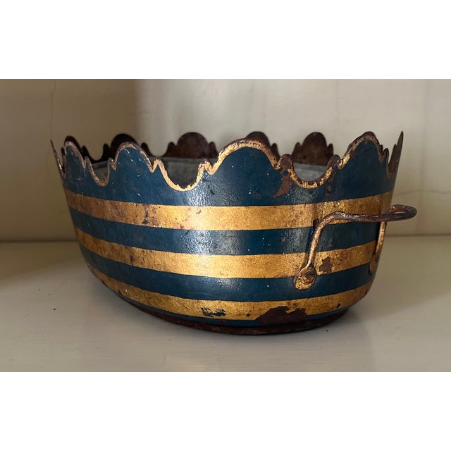 19th Century Antique Early 19th Century French Tole Monteith or Jardiniere Cachepot For Sale - Image 5 of 15