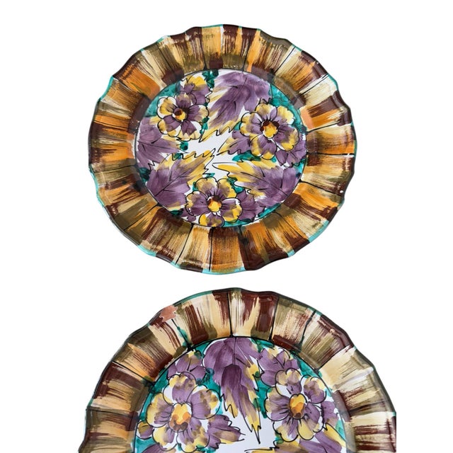 1960s Italian Hand Painted Floral Dinner Plates- a Set of 6 For Sale In New York - Image 6 of 11