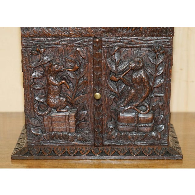Wood Carved Black Forest Wood Smoking Pipe Cabinet Box, 1870s For Sale - Image 7 of 18