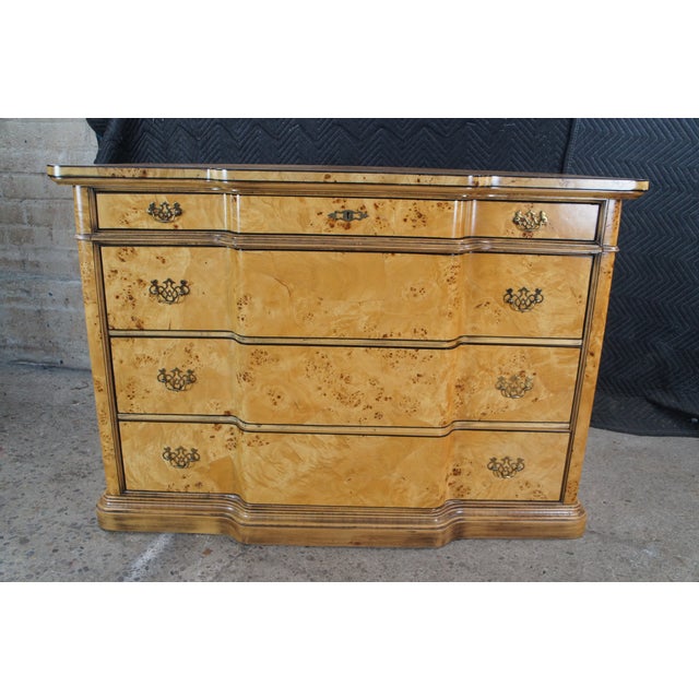 Late 20th Century Vintage Italian Louis XVI Style Birdseye Maple Commode Chest of Drawers Console For Sale - Image 5 of 13