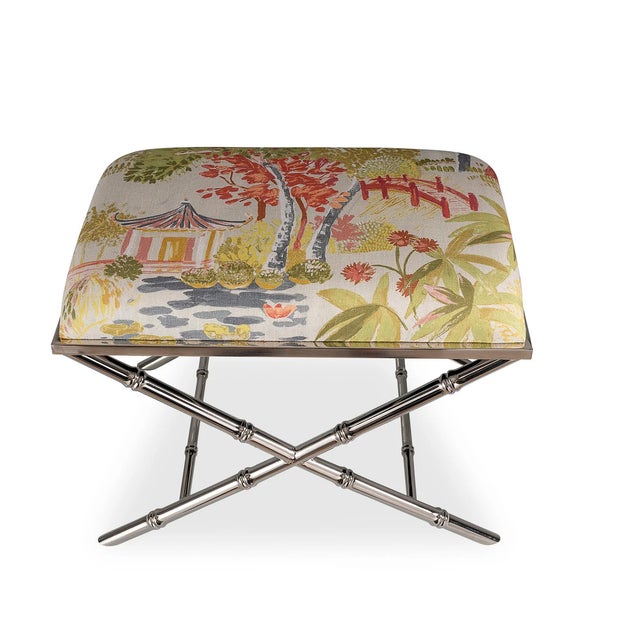 Traditional Lauderdale Nickel Bamboo Leg Bench, Imperial Summer For Sale - Image 3 of 9