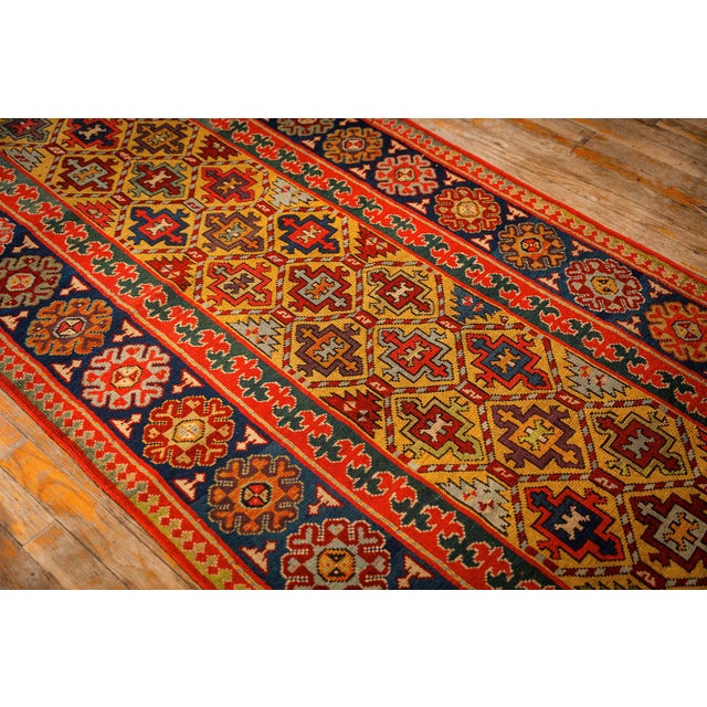 1880s Yellow Antique Geometric Tribal Knotted Wool Caucasian Tallish Runner Rug For Sale In New York - Image 6 of 8