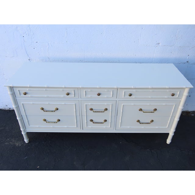 Thomasville Hollywood Regency Faux Bamboo Painted Long Sideboard Dresser 6645 For Sale - Image 17 of 18