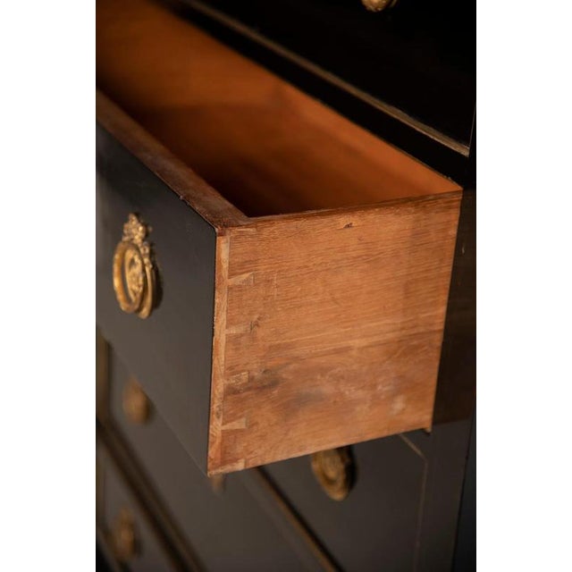 French Napoleon III Weekly Chest in Black Ebonized Wood, 1890 For Sale - Image 9 of 14