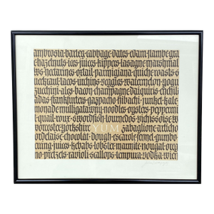1980s Julian Waters (B. 1957) Signed Calligraphy "Yum" World Foods Culinary Print, Cooper Union, National Geographic Magazine