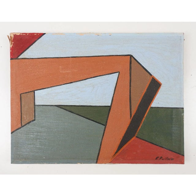 Mid-Century Modern Vintage Mid Century Abstract Color Block Painting For Sale - Image 3 of 4