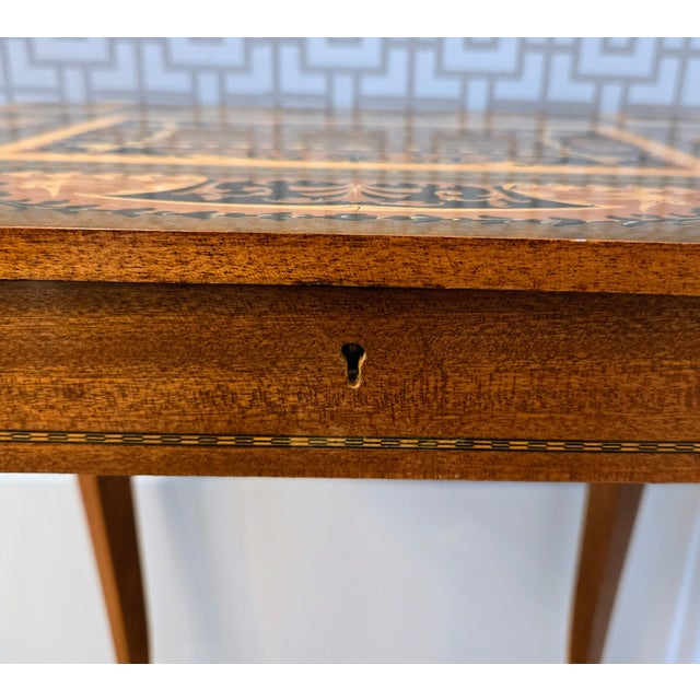 Vintage Reuge Italian Marquetry Music Box Side Table – Non‑Functional Movement For Sale - Image 4 of 13