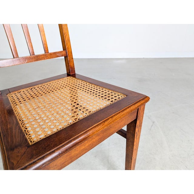 Brown Antique Viennese Art Nouveau Cane and Wood Side Chair For Sale - Image 8 of 9