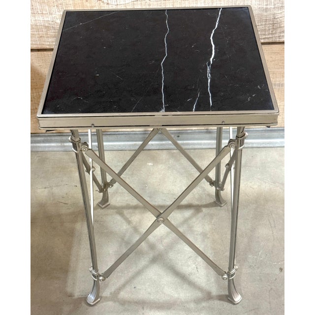 Pair Neoclassical Silvered Bronze & Black Marble Gueridons, Style of Jansen For Sale - Image 12 of 18