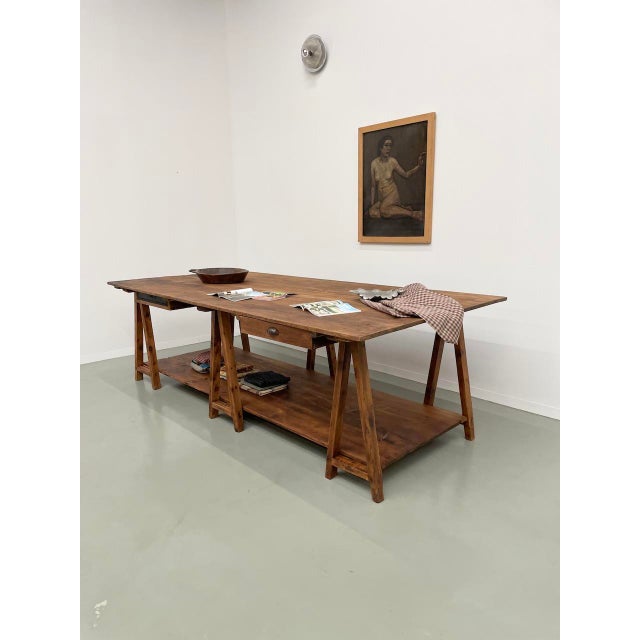 Vintage Pine Worktable, 1950s For Sale - Image 11 of 18