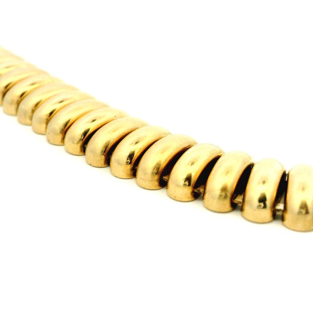 Vintage Italian 14k Gold Tubogas Collar Necklace, Circa 1975 For Sale - Image 10 of 13