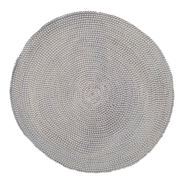 Kim Seybert Nyc White Pearl Encrusted Placemats, Set of Seven (7x) Round & White For Sale