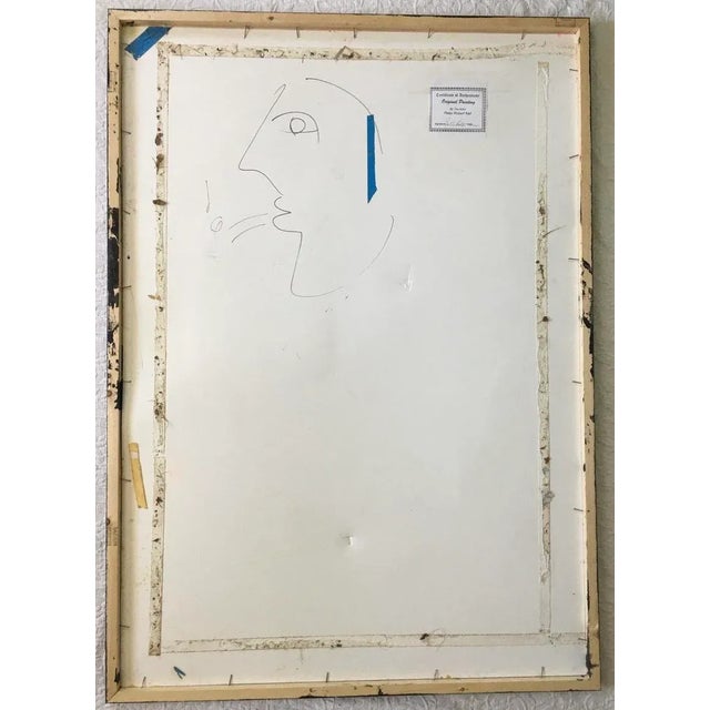 Paint Peter Keil, Large Abstract Face Mixed-Media Painting, 1980s For Sale - Image 7 of 9