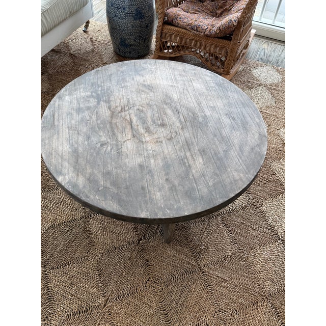 Distressed outdoor coffee table. Great size for putting your feet up and enjoying the sunset. Rustic look with water...