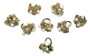 Set of 8 Coastal Napkin Rings Natural Sea Shell