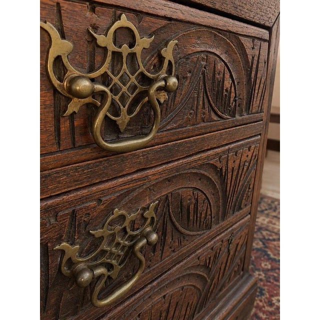 Wood 18th Century Carved Oak Fall-Front Bureau with Fitted Interior, 1760 For Sale - Image 7 of 10