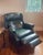 Bradington-Young Chippendale genuine green leather recliner with wood legs and brass studs. Perfect for an office or...