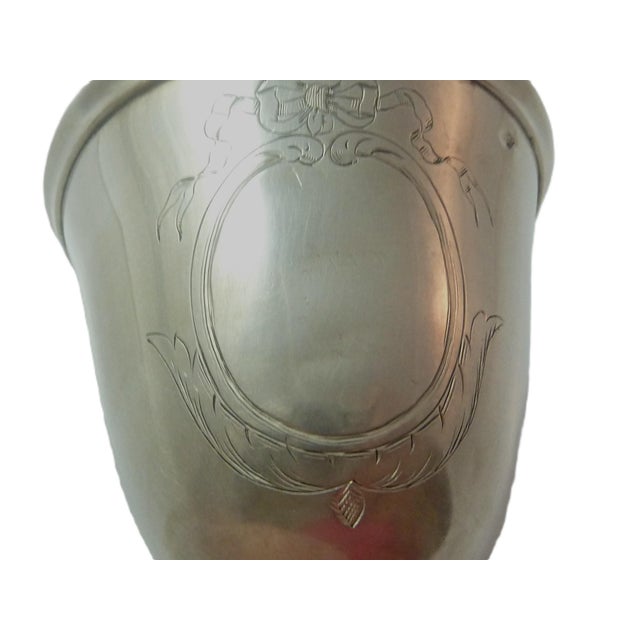 Silver French Sterling Silver Egg Cup Circa 1900, Three Engraved Panels, Chicken on Nest, Rooster & Louis XVI Style Medallion For Sale - Image 8 of 8
