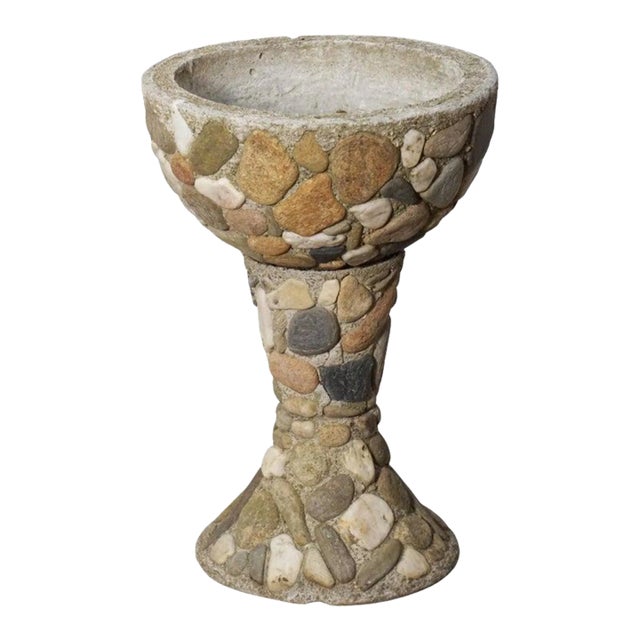 Raised Pebble-Pot Garden Planter or Urn With Embedded Stones From France For Sale