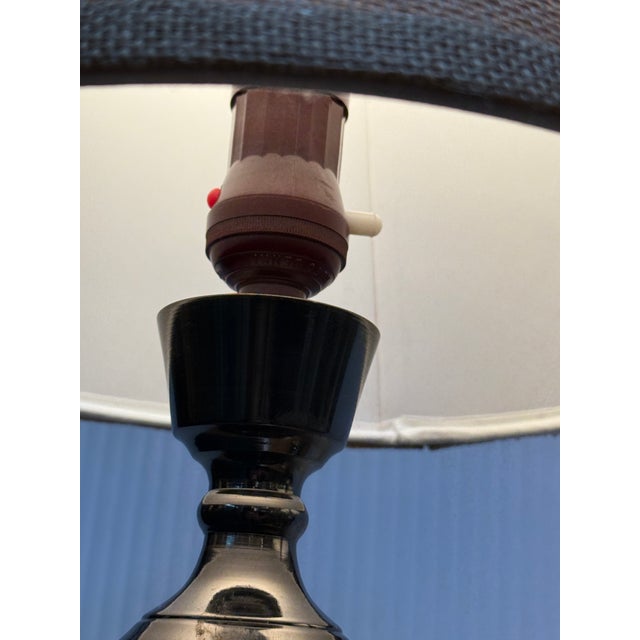 Mid 20th Century Japanese Black Bronze Japanese Etched Table Lamps, Pair For Sale - Image 9 of 12