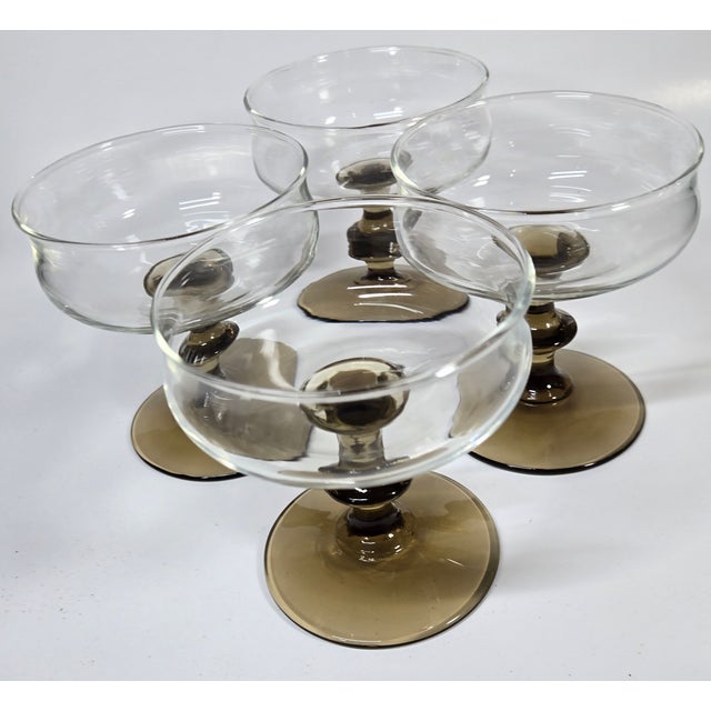 Brown Late 20th Century Boho Chis Spicy Stemmed Champagne Coupes - Set of Four For Sale - Image 8 of 14