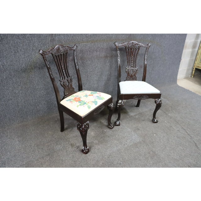 Early 20th Century Early 20th Century Mahogany Carved Mythological Chippendale Chairs- a Pair For Sale - Image 5 of 11