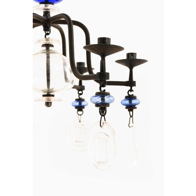 Candelabra in Glass and Wrought Iron by Erik Höglund for Boda Glasbruk, 1970s For Sale - Image 3 of 5