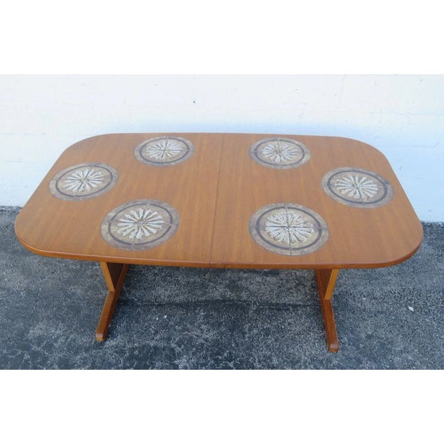 Danish Modern Teak Tile Top Dining Table a Leaf Chairish