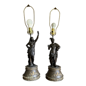Vintage Victorian Statue Table Lamps - Set of Two