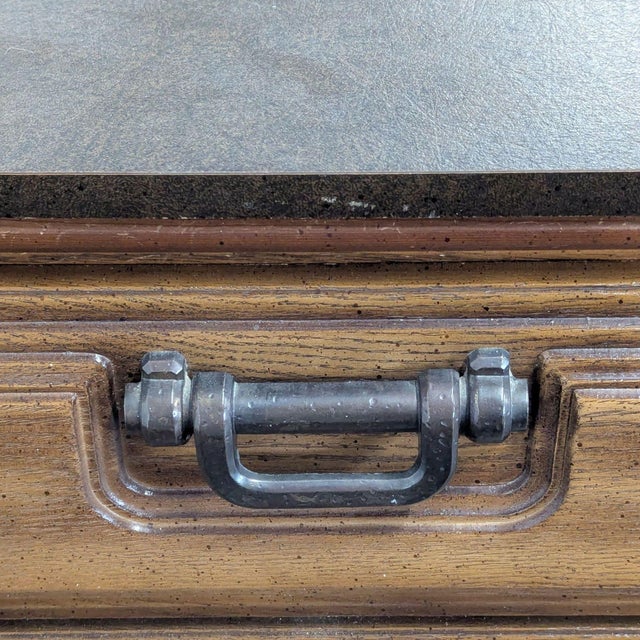 Brown Vintage Classic Wooden 3-Drawer Dresser With Metal Handles For Sale - Image 8 of 11