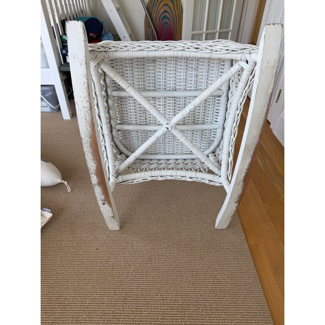 Vintage White Wicker Rocking Chair For Sale In New York - Image 6 of 12
