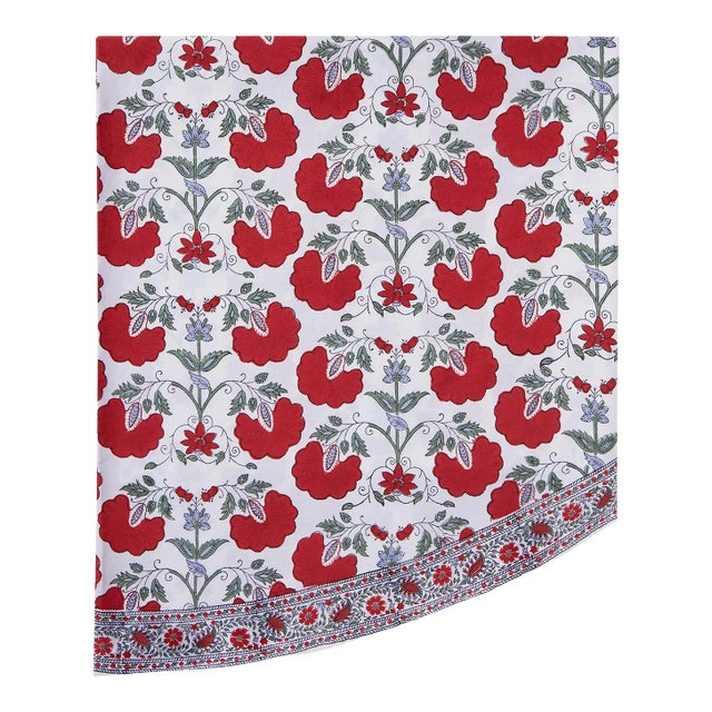 Janvi Red Round Tablecloth, 120-Inch For Sale