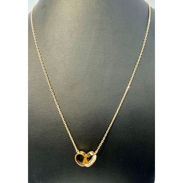 Adjustable 16-18", 18 Karat Rose Gold LOVE pendant, half-paved, 5.4 Gm For Sale - Image 9 of 18