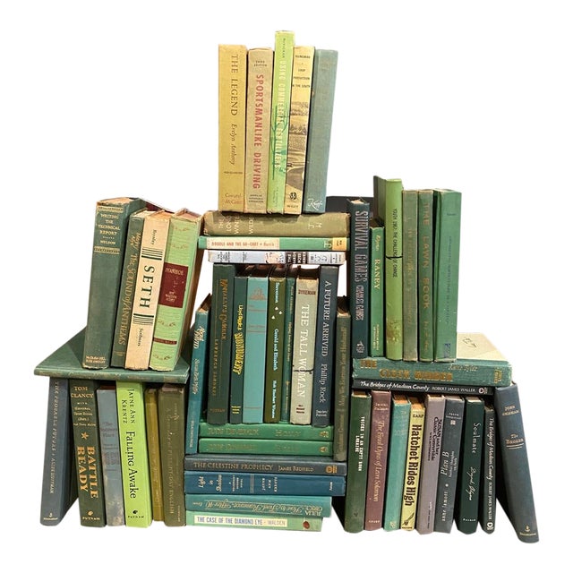 Vintage Late 20th Century Green Books - Set of 50 For Sale