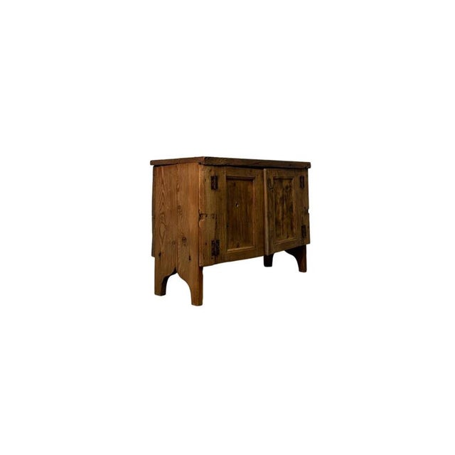 Rustic Low 19th Century Sideboard in Fir Wood with Two Doors For Sale - Image 3 of 4