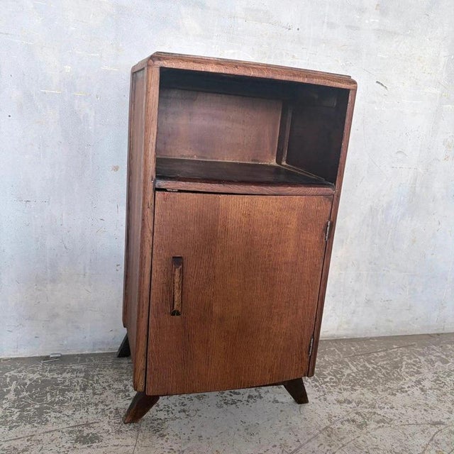 Oak Bedside Cabinet and Compact Utility Cupboard, 1950s For Sale - Image 4 of 7