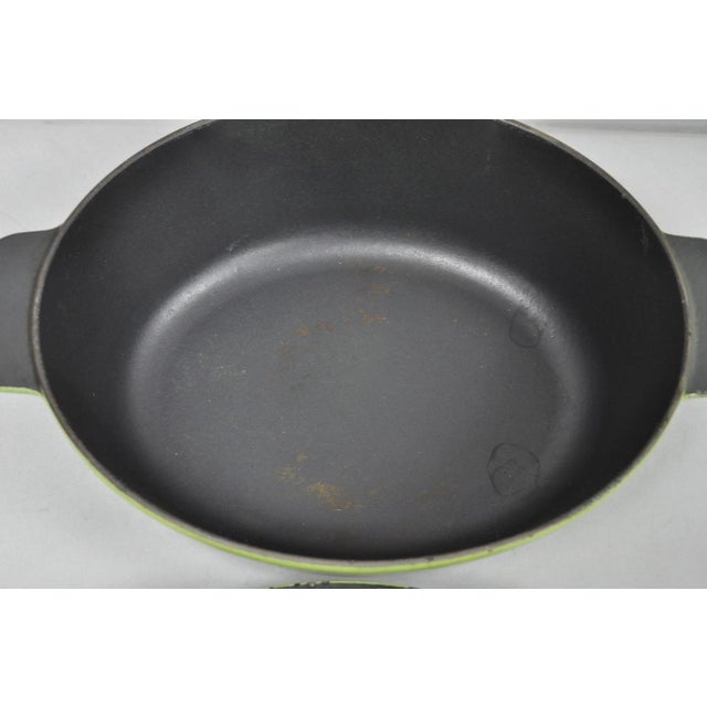 Vintage Cast Iron Dutch Oven Made in France 20538 Green Casserole Pot W/ Lid For Sale - Image 10 of 15