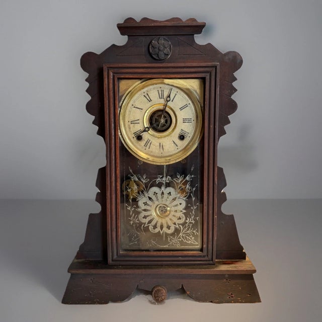 Late 19th Century Antique Russell & Jones Parlor Mantel Clock With Alarm- “Chicago” Model For Sale - Image 5 of 11
